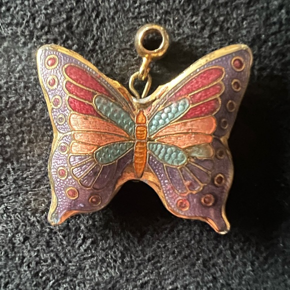 Vintage Cloisonne Butterfly Pendant - Picture 2 of 2